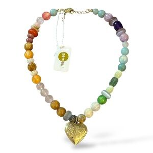 NWT Gemelli Heart Locket Gemstone Necklace